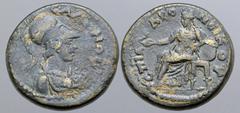 GREEK Lydia, Sala Æ 18mm. Pseudo-autonomous issue, circa AD 117-161. Androneikos Salamonos, magistrate. СΑΛΗΝΩΝ, draped bust of Athena to right, wearing crested Corinthian helmet and aegis / ЄΠΙ ΑΝΔΡΟ
