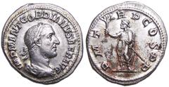Gordian I Africanus AR D+C709enarius. Rome, March-April 238 AD. IMP M ANT GORDIANVS AFR AVG, laureate, draped & cuirassed bust right, seen from behind / P M TR P COS P P, Gordian, standing facing, hea