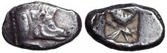Lycia, uncertain dynast. AR Stater. Circa 525-475 BC. Forepart of boar running right / Quadripartite incuse punch. SNG von Aulock 4043; SNG Copenhagen Suppl. 367. 9.39g, 23mm. Good Fine.