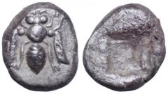 Ionia, Ephesos AR Diobol. Ionia, Ephesos AR Diobol. Circa 500 BC. Bee / Incuse punch. Head -; SNG von Aulock -; SNG Copenhagen. -; cf. Elsen 94, 2007, 293. 1.28g, 10mm. Extremely Fine. Extremely Rare.