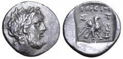 Karia, Stratonikeia AR Hemidrachm. Karia, Stratonikeia AR Hemidrachm. Circa 167-133 BC. Laureate head of Zeus right / Eagle, with wings half open, standing right; Σ T across fields, IKIΣIOΣ (magistrat
