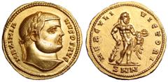 Maximianus Herculius AV Aureus. Maximianus Herculius AV Aureus. Nicomedia, AD 294. MAXIMIANVS P F AVG, laureate bust right / HERCVLI VICTORI, Hercules standing facing, head right, holding club and app