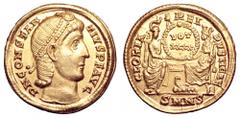 Constantius II AV Solidus. Constantius II AV Solidus. Nicomedia, AD 355-61. DN CONSTANTIVS P F AVG, pearl-diademed head right / GLORIA REI PVBLICAE, Roma and Constantinopolis enthroned, the former fac