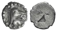 Macedon, Mende. AR Hemiobol. Macedon, Mende. AR Hemiobol. c. 480-460. Head of ass r.; pellet at base of neck / Diagonally divided incuse square. SNG ANS 322. 0.32g, 8mm. Good VF