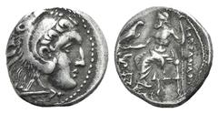 Kingdom of Macedon. Alexander III AR Drachm. Kingdom of Macedon. Alexander III AR Drachm. Kolophon c. 310-301. Head of Herakles r., wearing lion skin / Zeus Aëtophoros seated l.; griffin above monogra