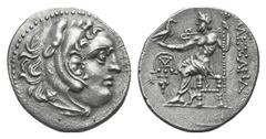 Kingdom of Macedon. Alexander III AR Drachm. Kingdom of Macedon. Alexander III AR Drachm. Chios c. 290-275. Head of Herakles r., wearing lion skin / Zeus Aëtophoros seated l.; in l. field, monogram ab