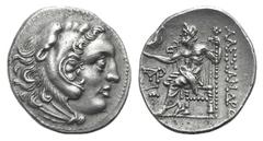 Kingdom of Macedon. Alexander III AR Drachm. Kingdom of Macedon. Alexander III AR Drachm. Chios c. 290-275. Head of Herakles r., wearing lion skin / Zeus Aëtophoros seated l.; in l. field, monogram ab