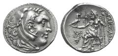 Kingdom of Macedon. Alexander III AR Drachm. Kingdom of Macedon. Alexander III AR Drachm. Chios c. 290-275. Head of Herakles r., wearing lion skin / Zeus Aëtophoros seated l.; in l. field, monogram ab