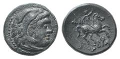 Kingdom of Macedon. Philip III Æ13. Kingdom of Macedon. Philip III Æ13. Uncertain Macedonian mint c. 323-316. Head of Herakles r., wearing lion skin / Horseman riding r.; ΦI to l.; caduceus head betwe