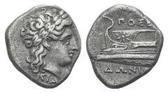 Bithynia, Kios AR Hemidrachm. Bithynia, Kios AR Hemidrachm. c. 350-300. Poseidonios, magistrate. Laureate head of Apollo r. / Prow of galley l., ornamented with star. Cf. SNG Copenhagen 377 (1/4 drach