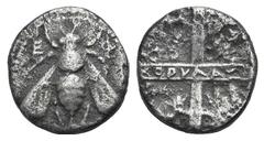 Ionia, Ephesos AR Hemidrachm. Ionia, Ephesos AR Hemidrachm. c. 335-320. Korylas, magistrate. Bee with straight wings / Four-part incuse divided by two broad bands, magistrate’s name on horizontal band