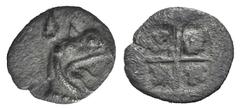 Ionia, Phokaia AR Tetartemorion. Ionia, Phokaia AR Tetartemorion. late 6th C. BC. Head of griffin r. / Four-part incuse square. SNG Copenhagen Supp. 339; SNG vA 7938. 0.20g, 7mm. Toned VF