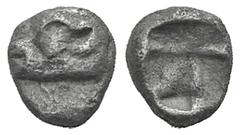 Ionia, Phokaia AR Hemiobol. Ionia, Phokaia AR Hemiobol. c. 525/0-500. Head of seal l. / Quadripartite incuse square. BMC 79. 0.20g, 5mm. Rare. Toned, good VF