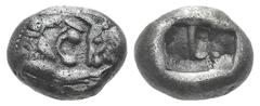 Kings of Lydia, Kroisos AR Siglos. Kings of Lydia, Kroisos AR Siglos. Sardis, 550-546. Confronted foreparts of lion r. and bull l. / Two square punches. ATEC 1914-1925; Berk 23; SNG Kayhan 1024; SNG C