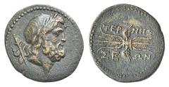 Pisidia, Termessos Æ21. Pisidia, Termessos Æ21. 1st C. BC. Laureate head of Zeus r.; sceptre behind / Winged thunderbolt. SNG BnF 2090; SNG vA 4455 (Lycia). 5.96g, 21mm, 3h. Brown tone, good VF