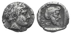 Mysia, Satraps. Eurysthenes or Gongylos AR Diobol. Mysia, Satraps. Eurysthenes or Gongylos AR Diobol. Pergamon, c. 450. Laureate head of Apollo r. / Bearded head of satrap r. in incuse square. SNG BnF