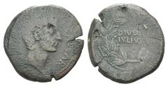 Octavian and Divus Julius Caesar Æ Sestertius of Southern Italy (Sicily?). Octavian and Divus Julius Caesar Æ Sestertius of Southern Italy (Sicily?). c. 38 BC. Bare head r., wearing slight beard; eigh