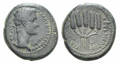 Claudius Æ18 of Philadelphia, Lydia. Claudius Æ18 of Philadelphia, Lydia. 41-54. Laureate head r. / Four grain ears bundled together. RPC 3034; SNG Cop. 374. 4.79g, 18mm, 6h. Dark patina, VF