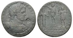 Caracalla Medallic Æ42 of Pergamum, Mysia. Caracalla Medallic Æ42 of Pergamum, Mysia. c. 214. Laureate and cuirassed bust r., breast plate decorated with gorgoneion; c/m: wreath / Emperor standing l.,