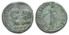 Gordian III and Tranquillina Æ25 of Anchialus, Thrace. Gordian III and Tranquillina Æ25 of Anchialus, Thrace. AD 238-244. Confronted busts of Gordian on l., laureate, draped and cuirassed, and Tranqui
