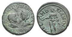 Gordian III and Tranquillina Æ25 ofMesembria , Thrace. Gordian III and Tranquillina Æ25 ofMesembria , Thrace. AD 238-244. Confronted busts of Gordian on l., laureate, draped and cuirassed, and Tranqui