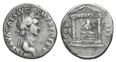 Nerva AR Cistophorus. Nerva AR Cistophorus. Pergamum, 97. Laureate head r. / Distyle Temple of Diana within which is cult statue of Diana of Pergamum; DIANA PERG on frieze. RIC 116; RSC 42. 9.81g, 26m