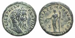 Pertinax Æ As. Pertinax Æ As. Rome, 193. Laureate head r. / Laetitia standing l., holding sceptre and wreath. RIC 33. 11.21g, 24mm, 12h. Earthy dark green patina, VF