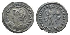 Constantine I BI Nummus. Constantine I BI Nummus. Londinium, 313/4. Helmeted and cuirassed bust l., holding spear over shoulder and shield / Radiate Sol standing front, head l., raising hand and holdi