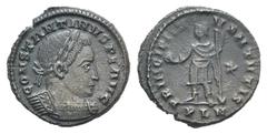 Constantine I BI Nummus. Constantine I BI Nummus. Londinium, 310-312. Laureate and cuirassed bust r. / Prince standing facing, head l., holding reversed spear and globe. RIC 222. 5.03g, 22mm, 6h. Brow
