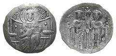 Empire of Nicaea. John III EL Trachy. Empire of Nicaea. John III EL Trachy. Magnesia, 1222-1254. Christ facing, seated on throne with back / John l. and St. Theodore r., standing facing, holding star 