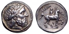 Kingdom of Macedon. Philip II AR Tetradrachm. Kingdom of Macedon. Philip II AR Tetradrachm. Amphipolis, circa 323-317 BC. Struck under Philip III. Laureate head of Zeus right / Youth on horseback righ