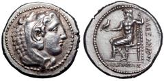 Alexander III ‘the Great’ AR Drachm. Alexander III ‘the Great’ AR Drachm. Uncertain Eastern mint, after 324 BC. Head of Herakles right, wearing lion skin headdress / Zeus Aëtophoros seated left, holdi