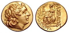Kings of Pontos, Mithradates VI AV Stater. Kings of Pontos. Mithradates VI Eupator AV Stater. Time of the First Mithradatic War. In the name and types of Lysimachos. Byzantion, circa 88-86 BC. Diademe