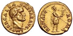Galba AV Aureus. Galba AV Aureus. Rome, AD 69. IMP SER GALBA CAESAR AVG, laureate head right / ROMA RENASC, Roma, helmeted and in military dress, standing right, holding Victory and transverse spear. 