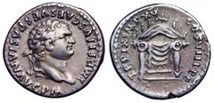 Titus AR Denarius. Titus AR Denarius. Rome, AD 79-80. IMP TITVS CAES VESPASIAN AVG P M, laureate head right / TR P IX IMP XV COS VIII P P, throne with back in form of a diadem. RIC 24a; RSC 313; BMC 5