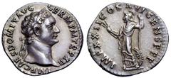 Domitian AR Denarius. Domitian AR Denarius. Rome, AD 92-93. IMP CAES DOMIT AVG GERM P M TR P XII, laureate head right / IMP XXII COS XVI CENS P P P, Minerva standing left with thunderbolt and spear, s