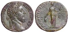Commodus Æ Sestertius. Commodus Æ Sestertius. Rome, AD 183-184. M COMMODVS ANTON AVG PIVS BRIT, laureate head right / TR P VIIII IMP VI COS IIII P P, Fides standing right, holding bowl of fruit and co