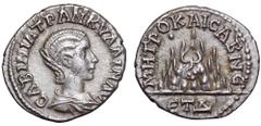 Tranquillina AR Drachm of Caesarea, Cappadocia. AD 241. Draped bust r. / Mount Argaeus, pellet in l. field, ΕΤΔ in exergue. Bland, "The Bronze Coinage of Gordian III from Caesarea in Cappadocia," in S