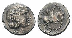 Illyria, Korkyra AR Didrachm.Illyria, Korkyra AR Didrachm. Circa 229-48 BC. Wreathed head of Dionysos right / Pegasos flying right; prow and monogram below. SNG Copenhagen 196-199; BMC Thessaly p. 136