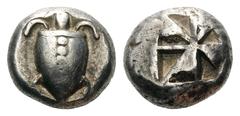 Island off Attica, Aegina AR Stater.Island off Attica, Aegina AR Stater. Circa 525-500 BC. Sea turtle / Incuse square punch partitioned by four lines. Milbank pl. 1, 4; SNG Delepierre 1501-3. 12.07g, 