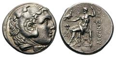 Kingdom of Macedon. Alexander III 'the Great' AR Drachm.Kingdom of Macedon. Alexander III 'the Great' AR Drachm. Pella, circa 285-275 BC. Head of Herakles right, wearing lion's skin / Zeus Aëtophoros 