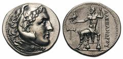 Kingdom of Macedon. Alexander III 'the Great' AR Tetradrachm.Kingdom of Macedon. Alexander III 'the Great' AR Tetradrachm. Civic Issue of Kaunos. Circa 300-280 BC. Head of Herakles right, wearing lion