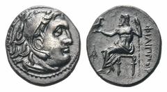 Kingdom of Macedon. Philip III Arrhidaios AR Drachm.Kingdom of Macedon. Philip III Arrhidaios AR Drachm. Magnesia, circa 323-319 BC. Head of Herakles right, wearing lion's skin / Zeus Aëtophoros seate