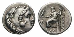 Kingdom of Macedon. Philip III Arrhidaios AR Drachm.Kingdom of Macedon. Philip III Arrhidaios AR Drachm. Sardes, circa 323-317 BC. Head of Herakles right, wearing lion's skin / Zeus Aëtophoros seated 