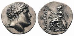 Mysia, Pergamon. Attalos I AR Tetradrachm.Mysia, Pergamon. Attalos I AR Tetradrachm. Circa 241-235 BC. Laureate head of Philetairos right / Athena enthroned left, resting on shield to right, crowning 