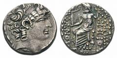 Syria, Antioch AR TetradrachmSyria, Antioch AR Tetradrachm. In the types of Philip I. Philadelphos. Diademed head of Philip Philadelphos right / Zeus Nikephoros seated left; ANT monogram before, monog