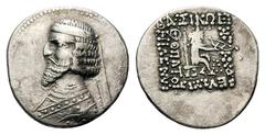 Kingdom of Parthia, Phraates III AR Drachm.Kingdom of Parthia, Phraates III AR Drachm. Ekbatana, circa 70-57 BC. Diademed and draped bust left / Archer (Arsakes I.) seated right on throne, holding bow