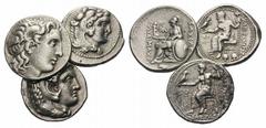 Lot of 3 AR Tetradrachms. 3 X AR Tetradrachms (2 X Alexander; 1 X Lysimachos) Fine - Very Fine. (3) LOT BOUGHT AS SEEN - NO RETURN!