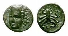 Sicily, Syracuse Æ Tetras. Sicily, Syracuse Æ Tetras. Dionysos I. Struck circa 390 BC. Head of nymph facing slightly left, wearing necklace / Octopus. CNS 29; SNG ANS 385. Pleasant style, Good Very Fi