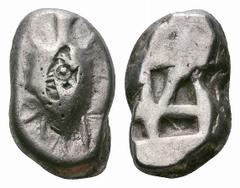 Islands off Attica, Aegina AR Stater. Islands off Attica, Aegina AR Stater. 510-490 BC. Sea turtle with countermark on shell / 'Proto-skew' incuse pattern. Asyut Group VIb; HGC 6, 433. 11.08g, 22mm. G